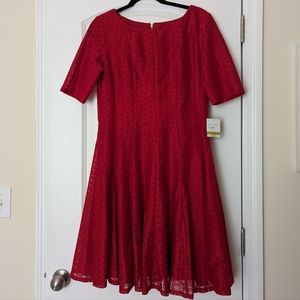 Red flower lace dress